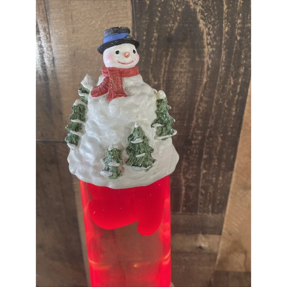 Vintage 1990s Creative Motion Christmas Lava Lamp Snowman & Santa Claus‎ Scene